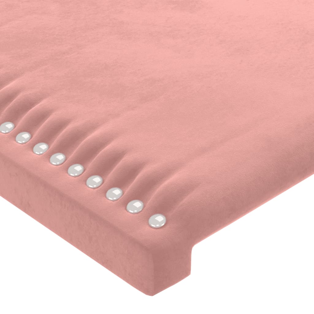 vidaXL Tăblie de pat cu LED, roz, 83x16x118/128 cm, catifea