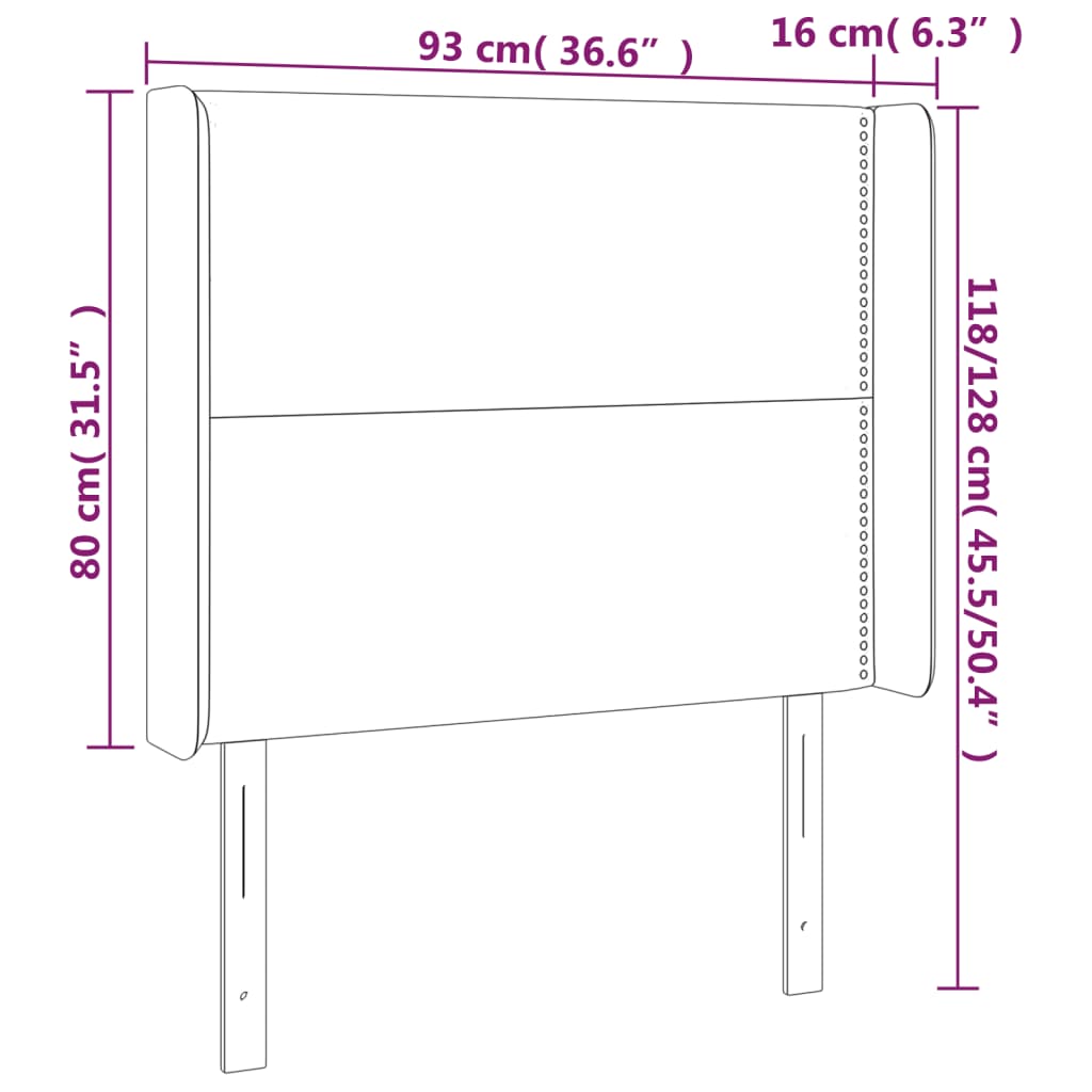 vidaXL Tăblie de pat cu LED, albastru închis, 93x16x118/128cm, catifea