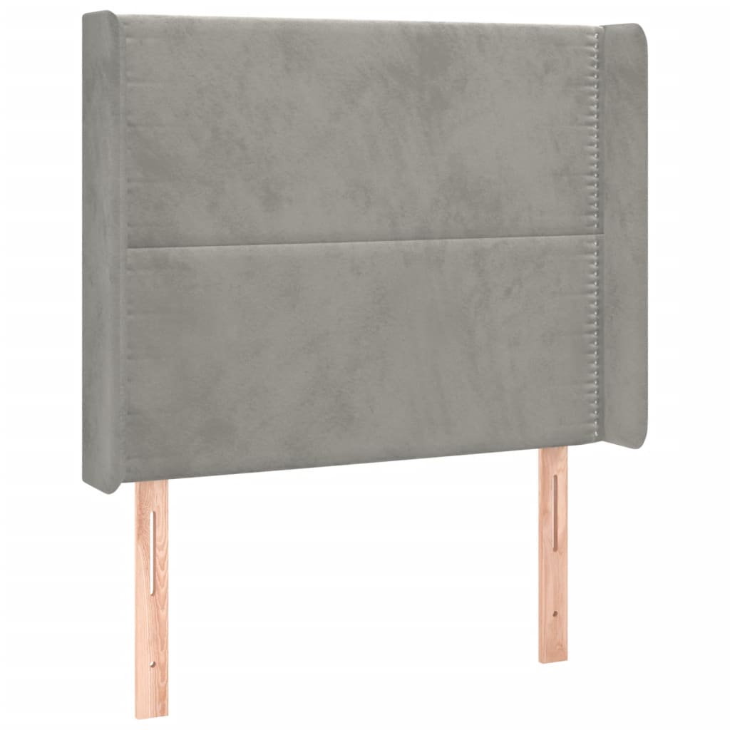 vidaXL Tăblie de pat cu LED, gri deschis, 103x16x118/128 cm, catifea