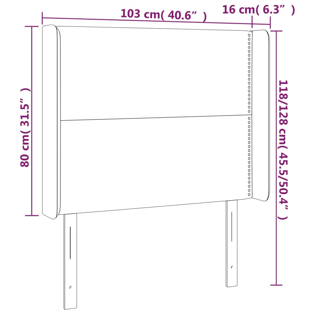 vidaXL Tăblie de pat cu LED, roz, 103x16x118/128 cm, catifea