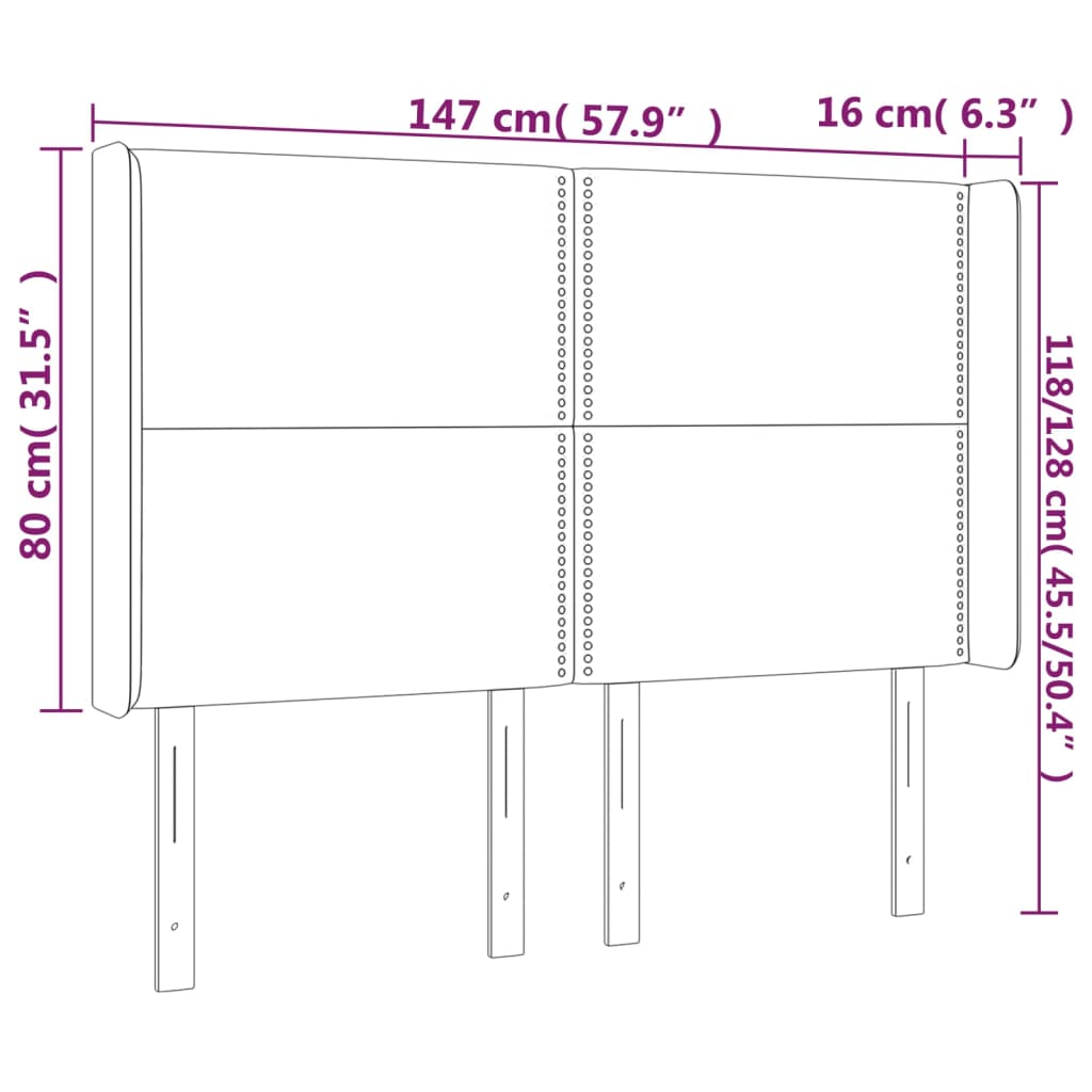 vidaXL Tăblie de pat cu LED, verde închis, 147x16x118/128 cm, catifea