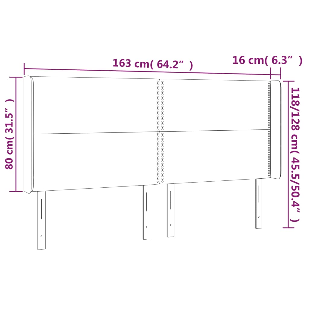 vidaXL Tăblie de pat cu LED, albastru închis, 163x16x118/128cm catifea