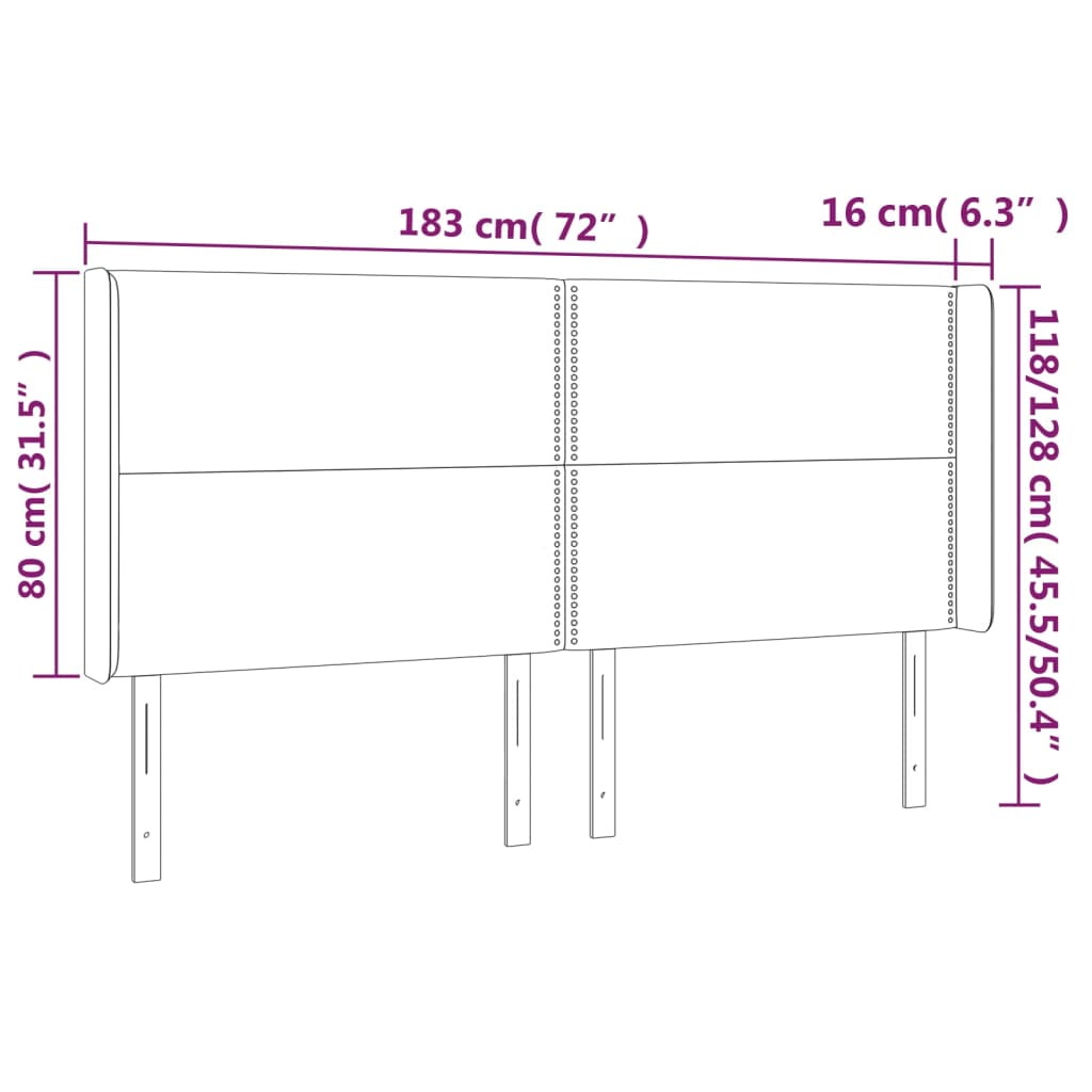 vidaXL Tăblie de pat cu LED, albastru închis, 183x16x118/128cm catifea