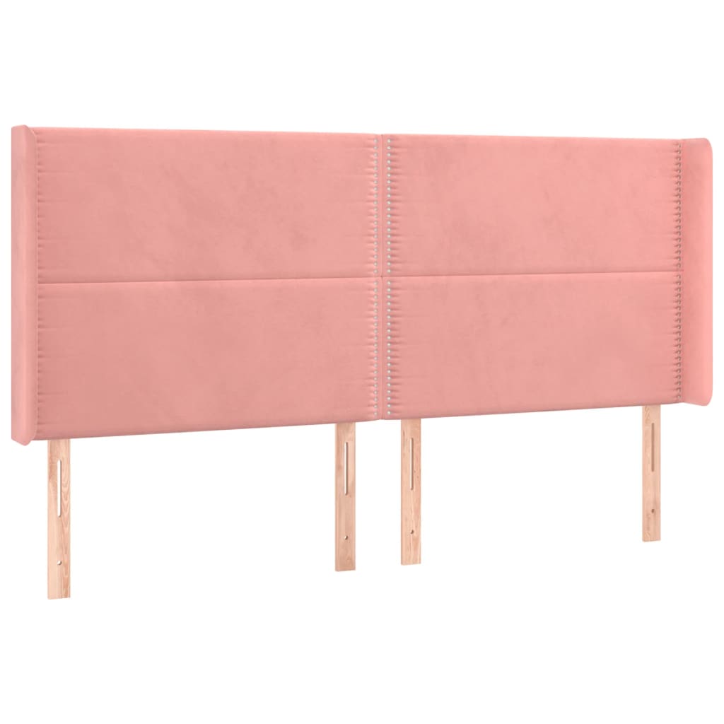 vidaXL Tăblie de pat cu LED, roz, 183x16x118/128 cm, catifea