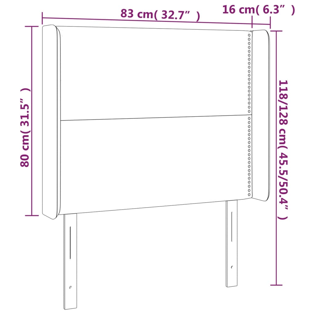 vidaXL Tăblie de pat cu LED, negru, 83x16x118/128 cm, piele ecologică