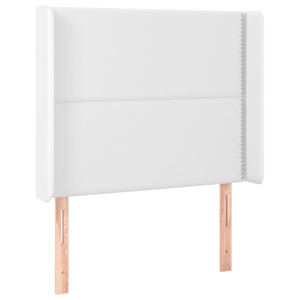 vidaXL Tăblie de pat cu LED, alb, 103x16x118/128 cm, piele ecologică vidaXL Tăblie de pat cu LED, alb, 103x16x118/128 cm, piele ecologică