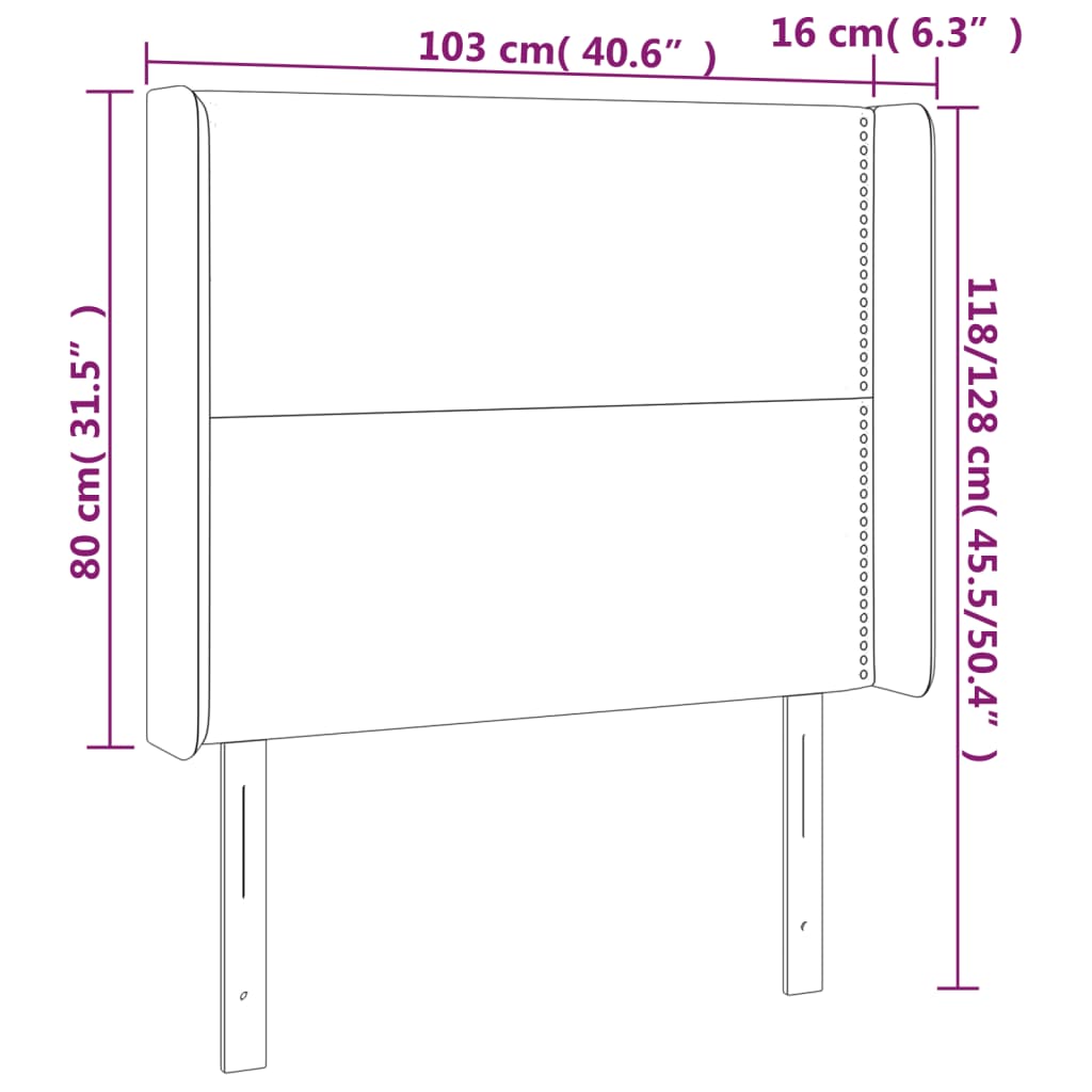 vidaXL Tăblie de pat cu LED, alb, 103x16x118/128 cm, piele ecologică vidaXL Tăblie de pat cu LED, alb, 103x16x118/128 cm, piele ecologică