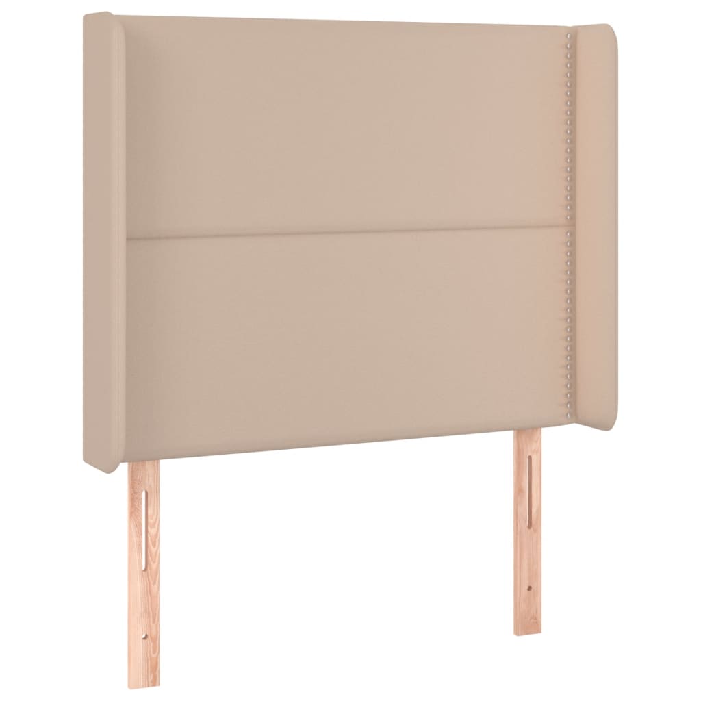 vidaXL Tăblie de pat cu LED, cappuccino, 103x16x118/128 cm, piele eco