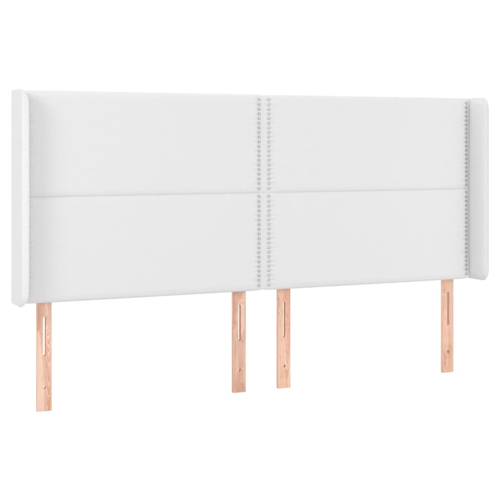 vidaXL Tăblie de pat cu LED, alb, 163x16x118/128 cm, piele ecologică vidaXL Tăblie de pat cu LED, alb, 163x16x118/128 cm, piele ecologică