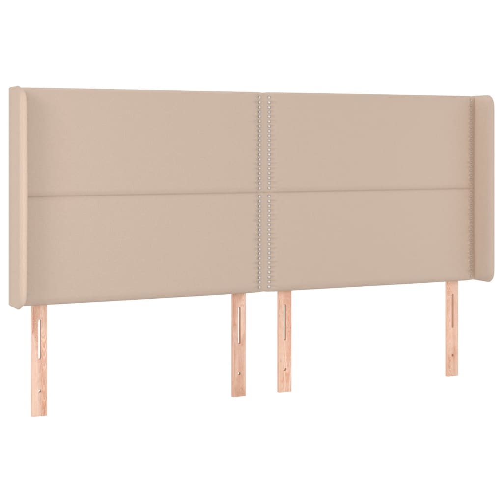 vidaXL Tăblie de pat cu LED, cappuccino, 183x16x118/128 cm, piele eco