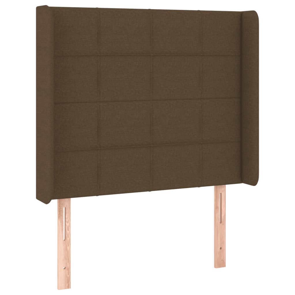 vidaXL Tăblie de pat cu LED, maro închis, 83x16x118/128 cm, textil