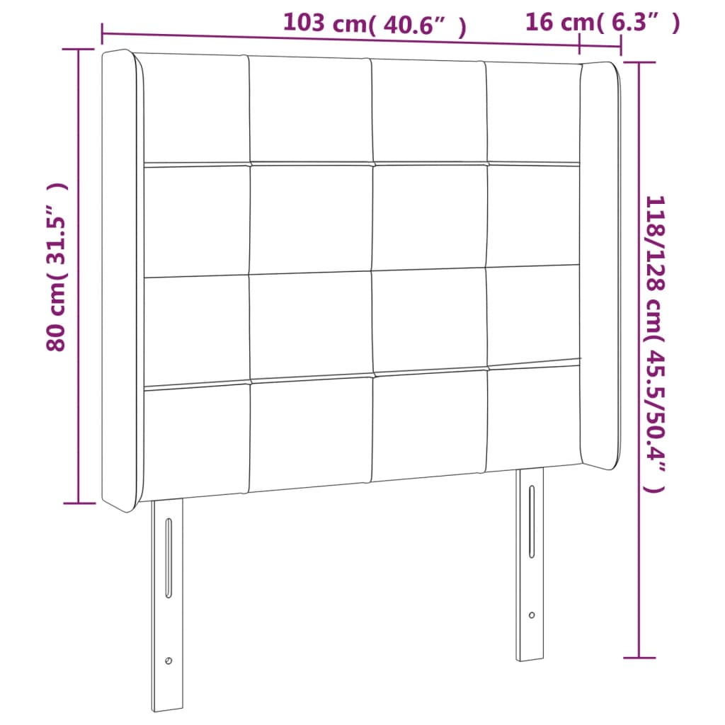 vidaXL Tăblie de pat cu LED, maro închis, 103x16x118/128 cm, textil vidaXL Tăblie de pat cu LED, maro închis, 103x16x118/128 cm, textil