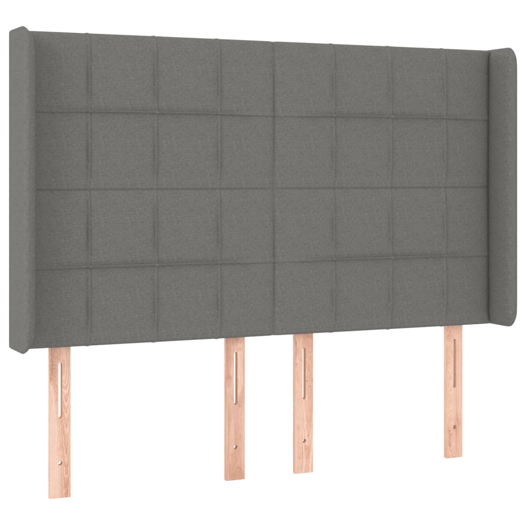 vidaXL Tăblie de pat cu LED, gri închis, 147x16x118/128 cm, textil vidaXL Tăblie de pat cu LED, gri închis, 147x16x118/128 cm, textil
