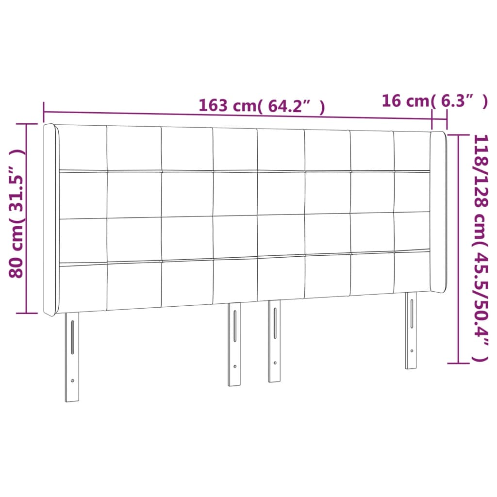 vidaXL Tăblie de pat cu LED, negru, 163x16x118/128 cm, textil vidaXL Tăblie de pat cu LED, negru, 163x16x118/128 cm, textil
