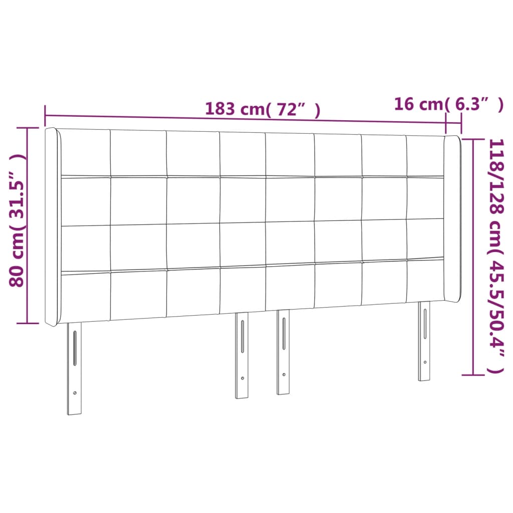 vidaXL Tăblie de pat cu LED, albastru, 183x16x118/128 cm, textil vidaXL Tăblie de pat cu LED, albastru, 183x16x118/128 cm, textil