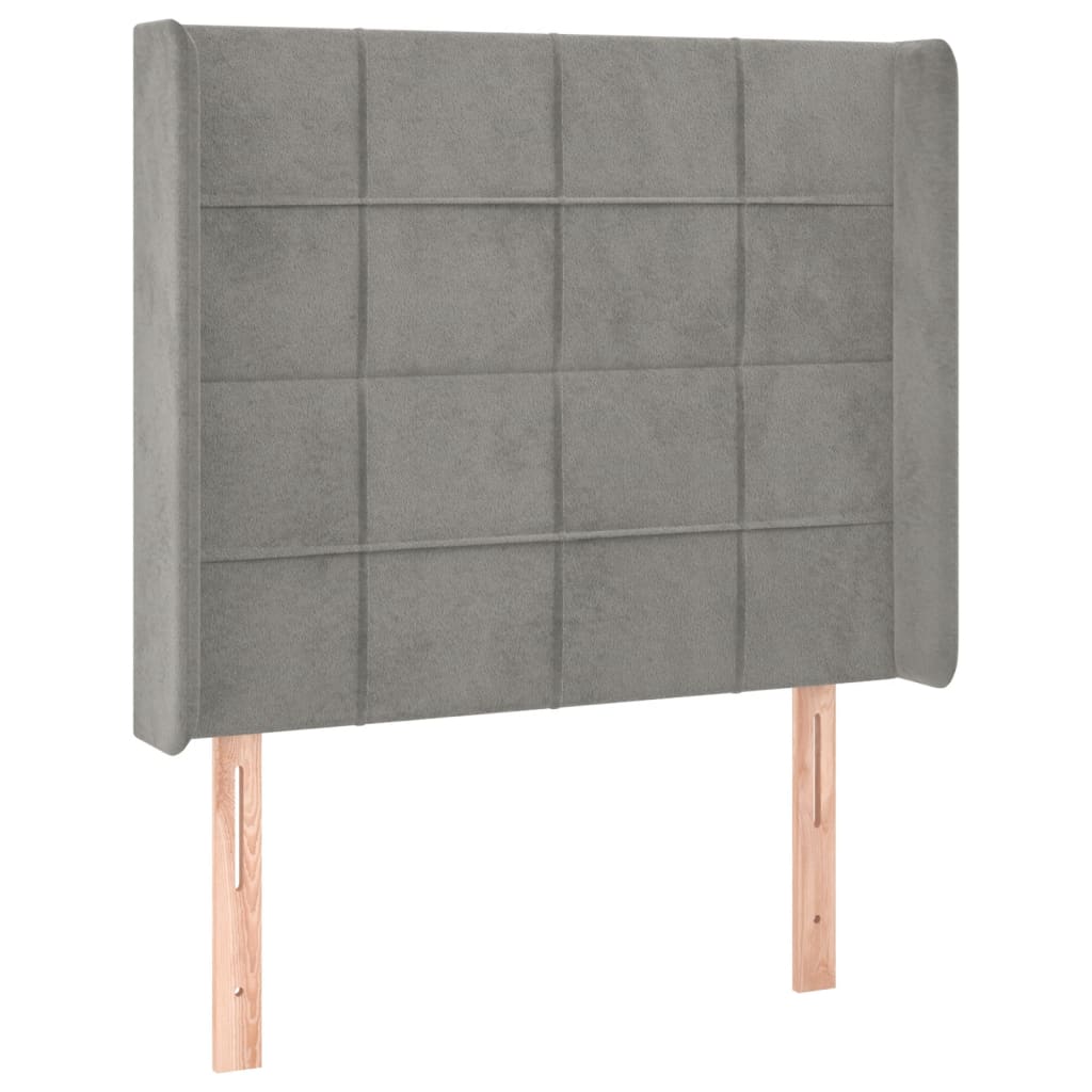 vidaXL Tăblie de pat cu LED, gri deschis, 83x16x118/128 cm, catifea vidaXL Tăblie de pat cu LED, gri deschis, 83x16x118/128 cm, catifea