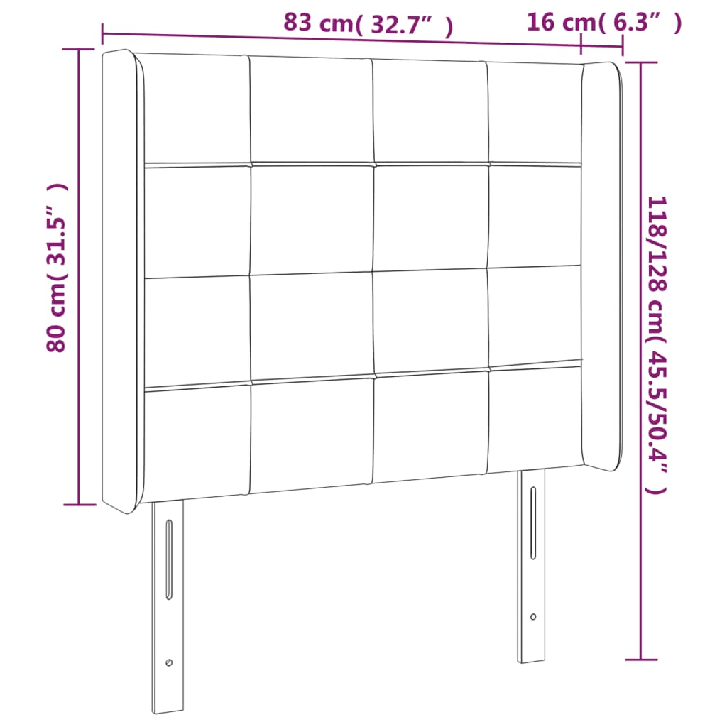 vidaXL Tăblie de pat cu LED, albastru închis, 83x16x118/128cm, catifea