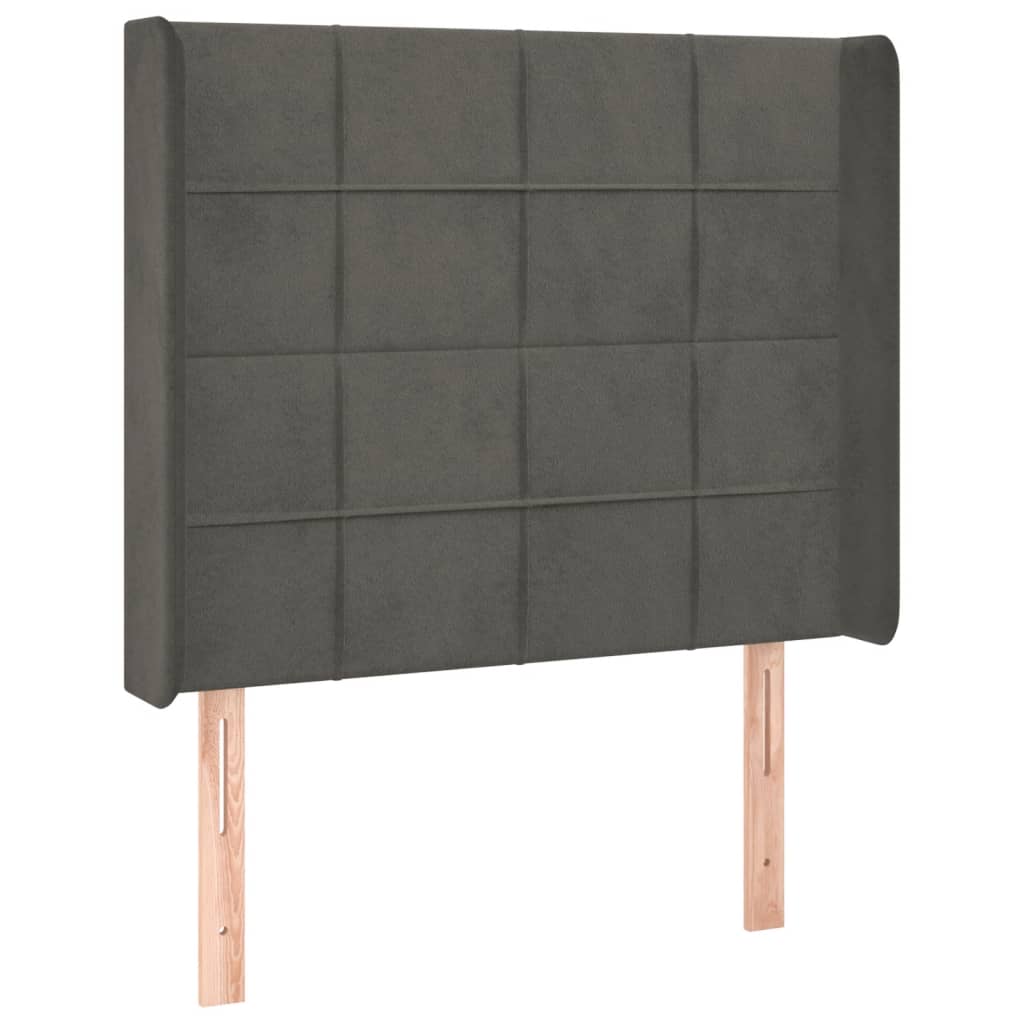 vidaXL Tăblie de pat cu LED, gri închis, 103x16x118/128 cm, catifea vidaXL Tăblie de pat cu LED, gri închis, 103x16x118/128 cm, catifea