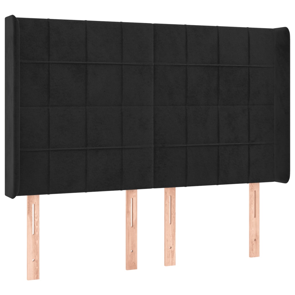 vidaXL Tăblie de pat cu LED, negru, 147x16x118/128 cm, catifea vidaXL Tăblie de pat cu LED, negru, 147x16x118/128 cm, catifea