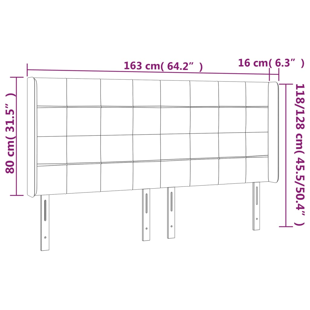 vidaXL Tăblie de pat cu LED, albastru închis, 163x16x118/128cm catifea