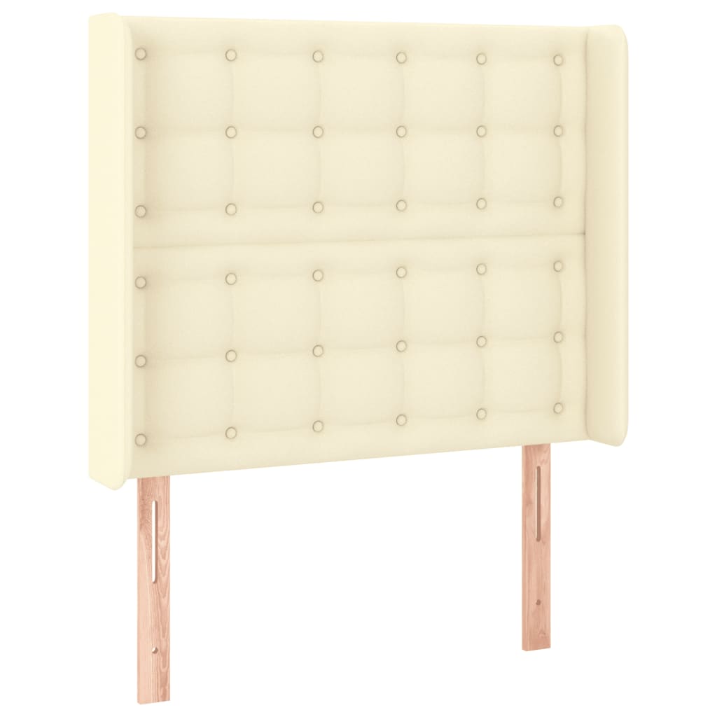 vidaXL Tăblie de pat cu LED, crem, 93x16x118/128 cm, piele ecologică