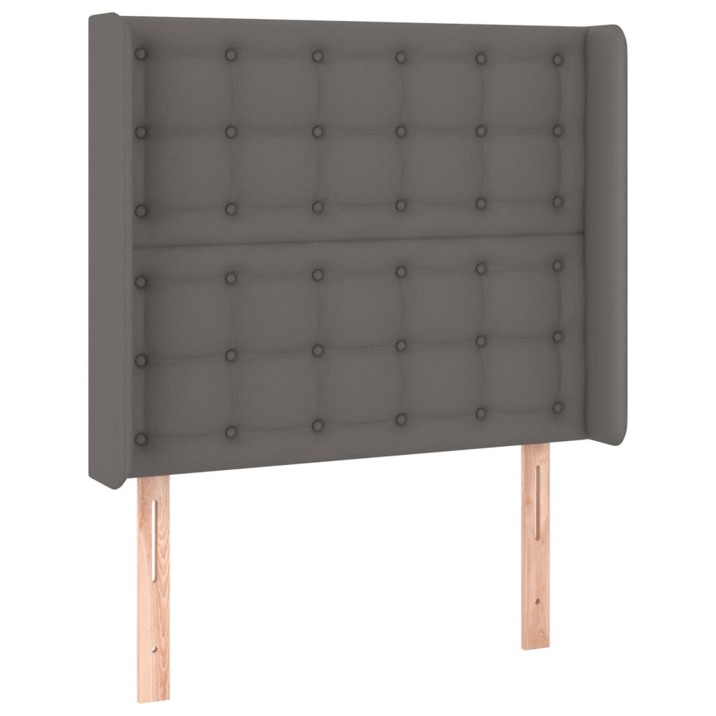 vidaXL Tăblie de pat cu LED, gri , 93x16x118/128 cm, piele ecologică