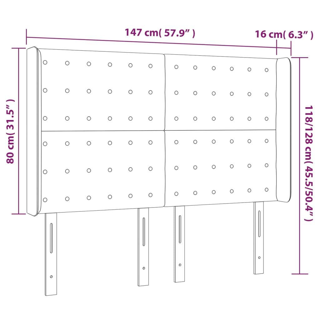 vidaXL Tăblie de pat cu LED, negru, 147x16x118/128 cm, piele ecologică vidaXL Tăblie de pat cu LED, negru, 147x16x118/128 cm, piele ecologică