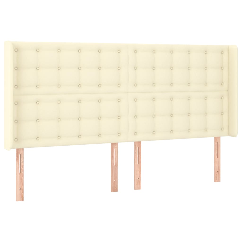 vidaXL Tăblie de pat cu LED, crem, 203x16x118/128 cm, piele ecologică vidaXL Tăblie de pat cu LED, crem, 203x16x118/128 cm, piele ecologică