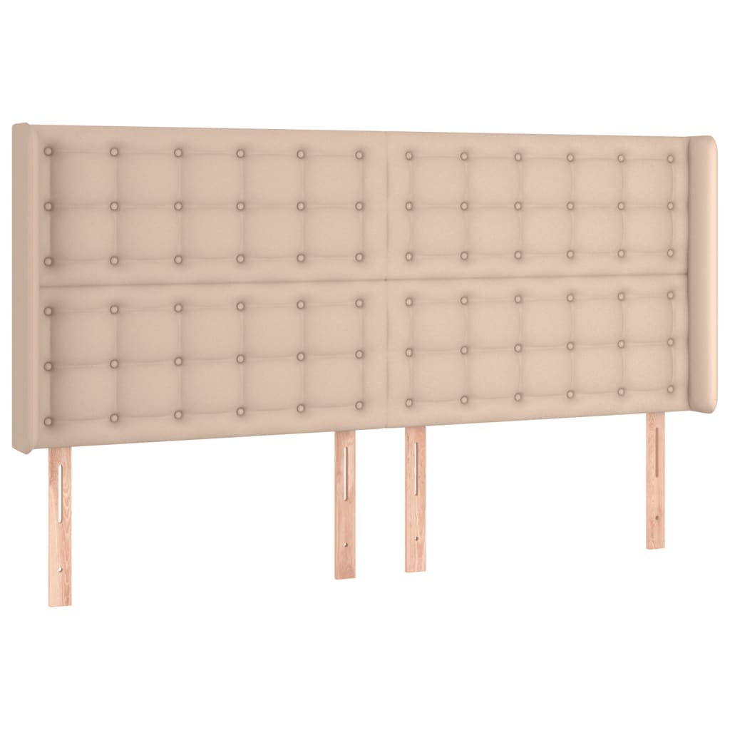 vidaXL Tăblie de pat cu LED, cappuccino, 203x16x118/128 cm, piele eco vidaXL Tăblie de pat cu LED, cappuccino, 203x16x118/128 cm, piele eco