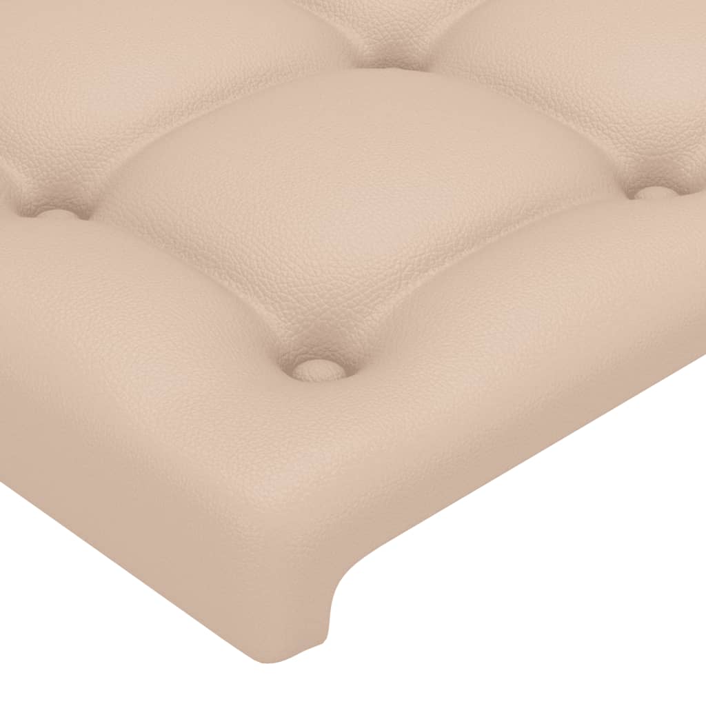 vidaXL Tăblie de pat cu LED, cappuccino, 203x16x118/128 cm, piele eco vidaXL Tăblie de pat cu LED, cappuccino, 203x16x118/128 cm, piele eco