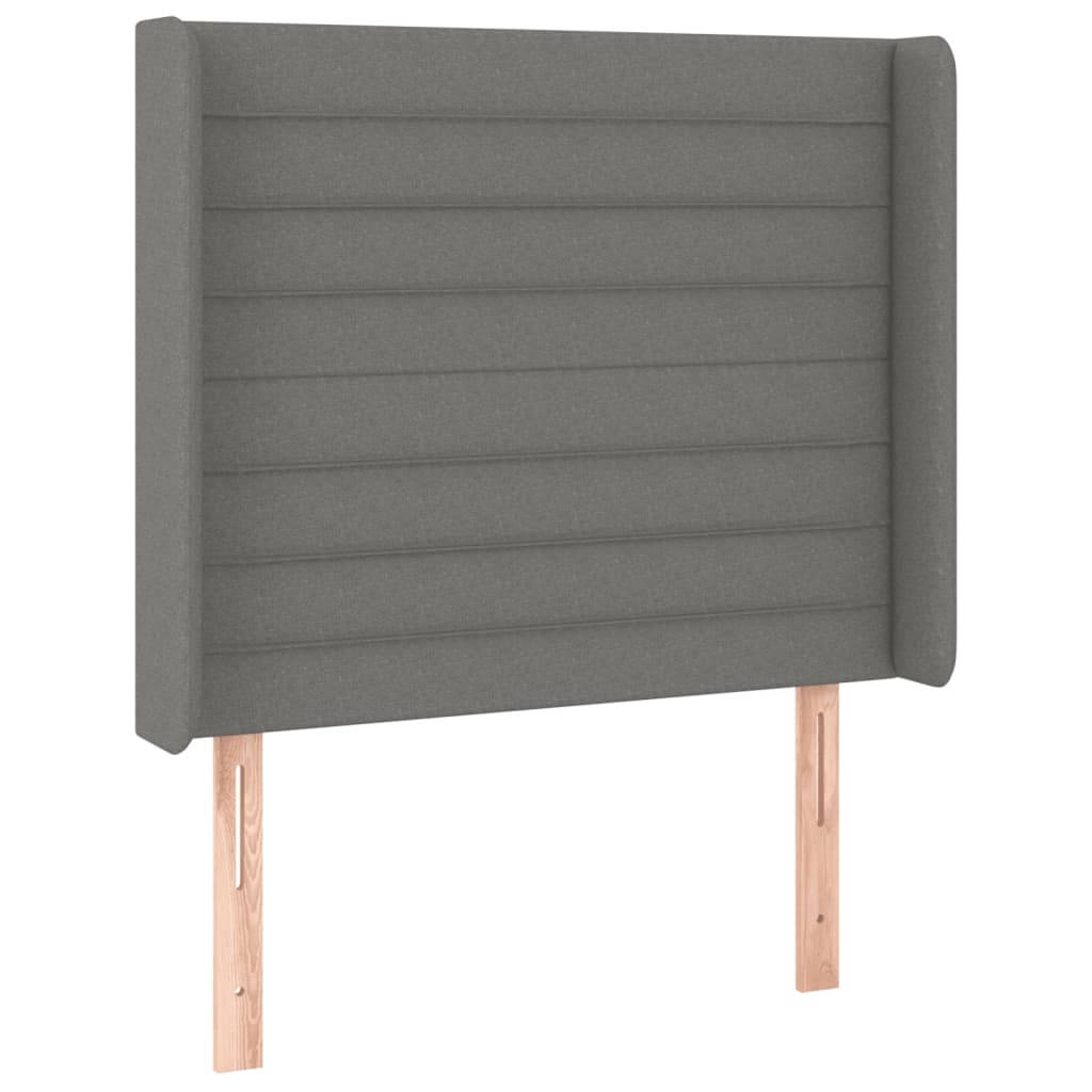 vidaXL Tăblie de pat cu LED, gri închis, 83x16x118/128 cm, textil