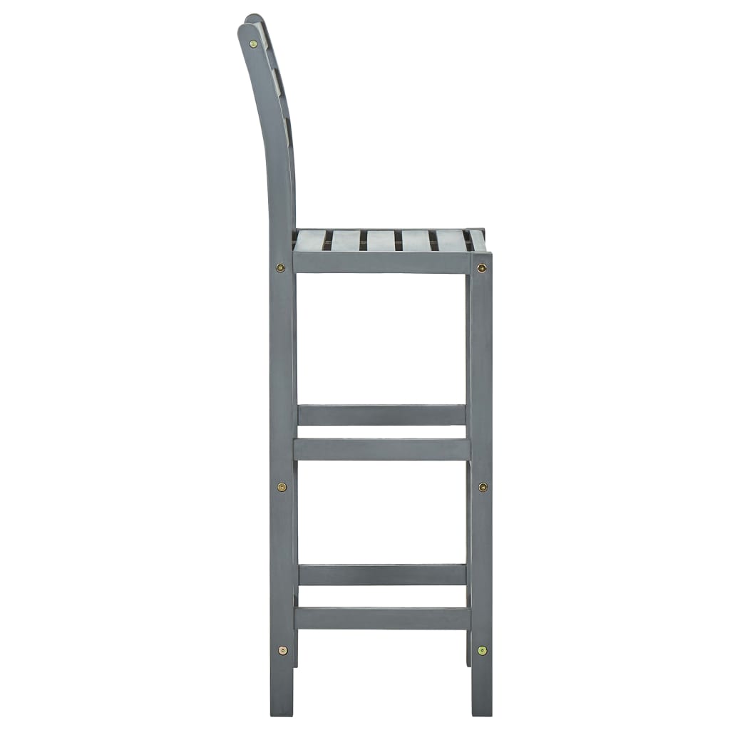 vidaXL Scaune de bar, 2 buc., gri, lemn masiv de acacia