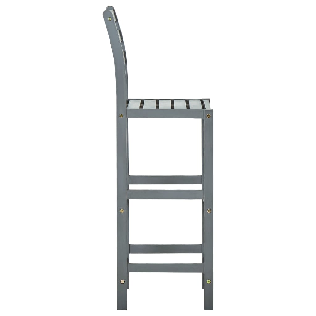 vidaXL Scaune de bar, 4 buc., gri, lemn masiv de acacia