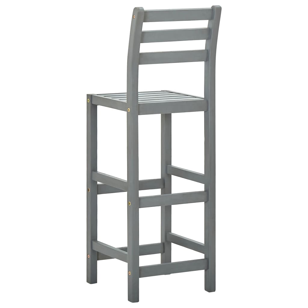vidaXL Scaune de bar, 4 buc., gri, lemn masiv de acacia