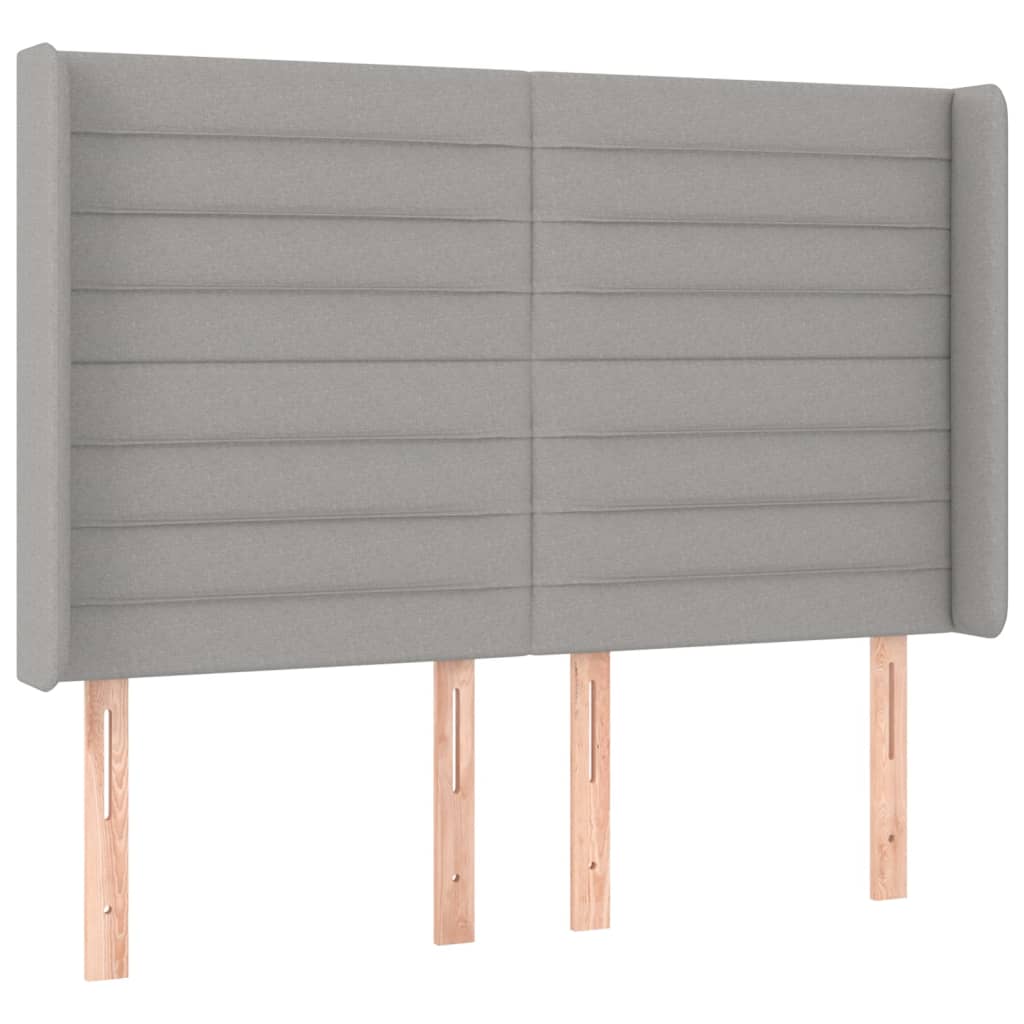 vidaXL Tăblie de pat cu LED, gri deschis, 147x16x118/128 cm, textil