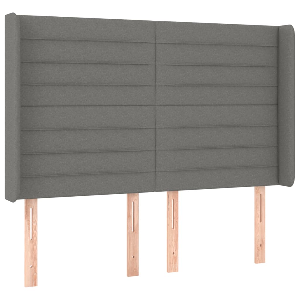 vidaXL Tăblie de pat cu LED, gri închis, 147x16x118/128 cm, textil vidaXL Tăblie de pat cu LED, gri închis, 147x16x118/128 cm, textil