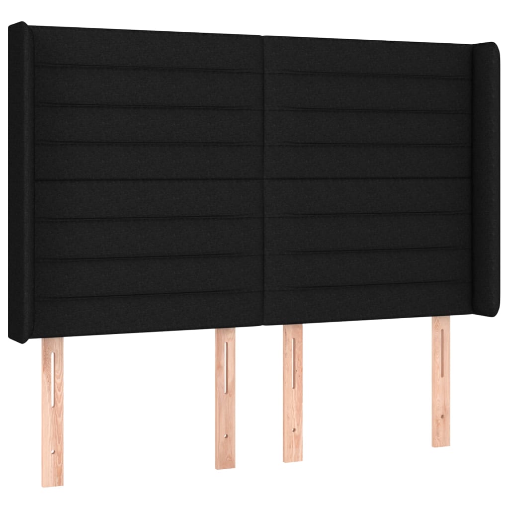 vidaXL Tăblie de pat cu LED, negru, 147x16x118/128 cm, textil vidaXL Tăblie de pat cu LED, negru, 147x16x118/128 cm, textil