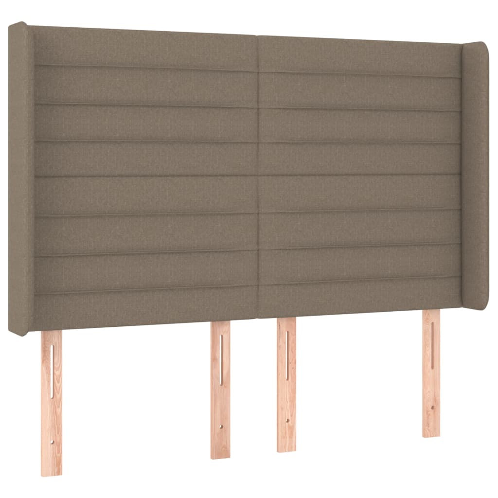 vidaXL Tăblie de pat cu LED, gri taupe, 147x16x118/128 cm, textil vidaXL Tăblie de pat cu LED, gri taupe, 147x16x118/128 cm, textil