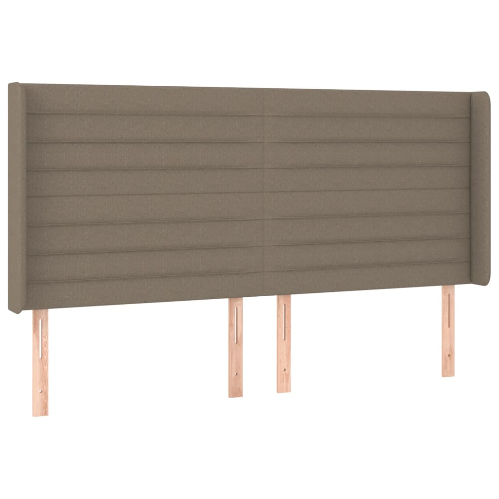 vidaXL Tăblie de pat cu LED, gri taupe, 163x16x118/128 cm, textil vidaXL Tăblie de pat cu LED, gri taupe, 163x16x118/128 cm, textil