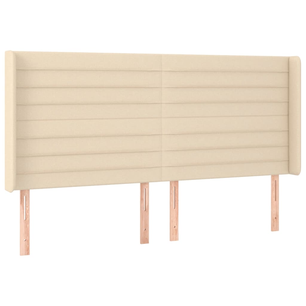 vidaXL Tăblie de pat cu LED, crem, 163x16x118/128 cm, textil vidaXL Tăblie de pat cu LED, crem, 163x16x118/128 cm, textil
