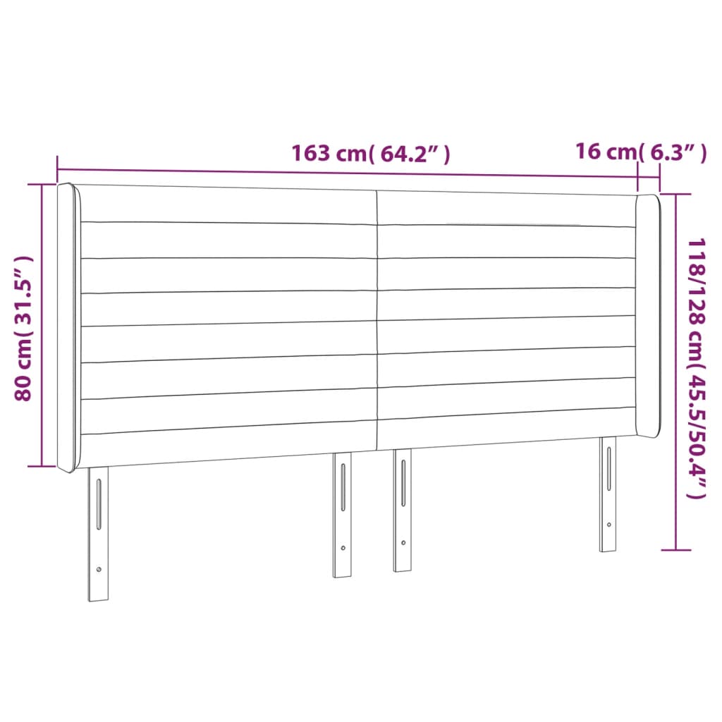 vidaXL Tăblie de pat cu LED, crem, 163x16x118/128 cm, textil vidaXL Tăblie de pat cu LED, crem, 163x16x118/128 cm, textil