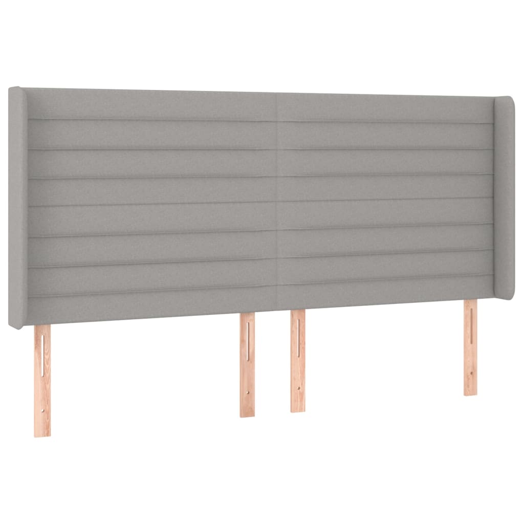 vidaXL Tăblie de pat cu LED, gri deschis, 183x16x118/128 cm, textil
