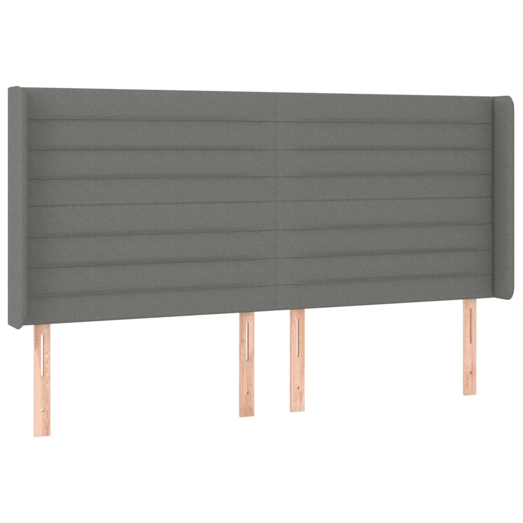vidaXL Tăblie de pat cu LED, gri închis, 183x16x118/128 cm, textil vidaXL Tăblie de pat cu LED, gri închis, 183x16x118/128 cm, textil