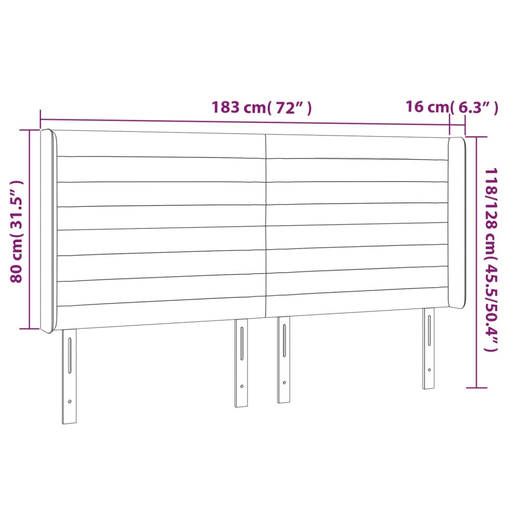 vidaXL Tăblie de pat cu LED, maro închis, 183x16x118/128 cm, textil