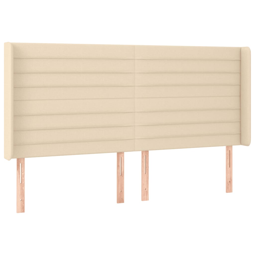 vidaXL Tăblie de pat cu LED, crem, 203x16x118/128 cm, textil vidaXL Tăblie de pat cu LED, crem, 203x16x118/128 cm, textil