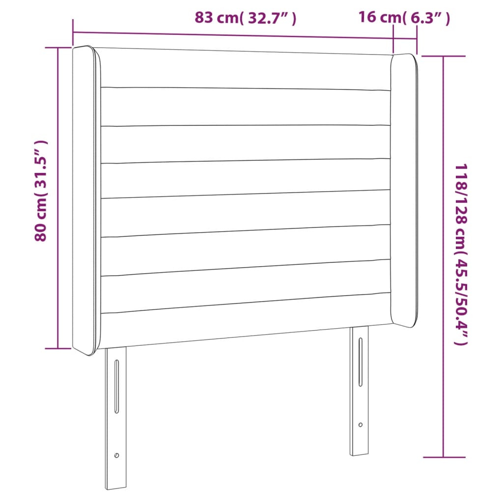 vidaXL Tăblie de pat cu LED, albastru închis, 83x16x118/128cm, catifea