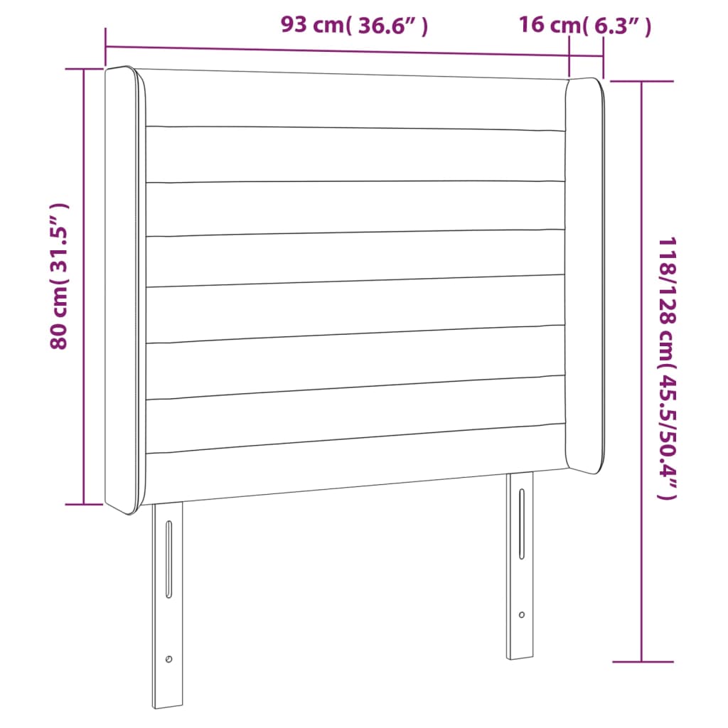 vidaXL Tăblie de pat cu LED, albastru închis, 93x16x118/128cm, catifea