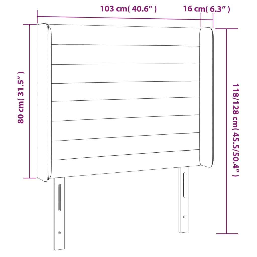 vidaXL Tăblie de pat cu LED, albastru închis, 103x16x118/128cm catifea