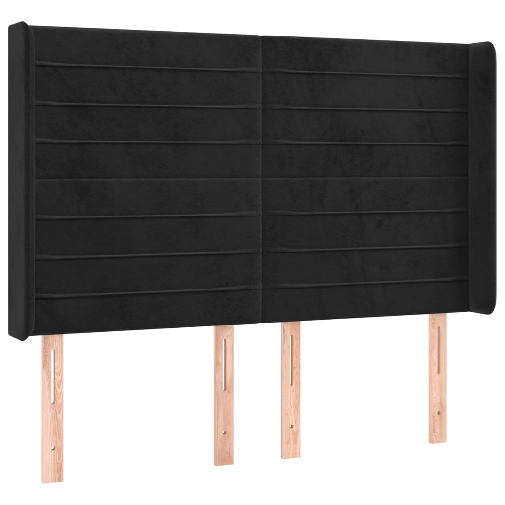 vidaXL Tăblie de pat cu LED, negru, 147x16x118/128 cm, catifea vidaXL Tăblie de pat cu LED, negru, 147x16x118/128 cm, catifea