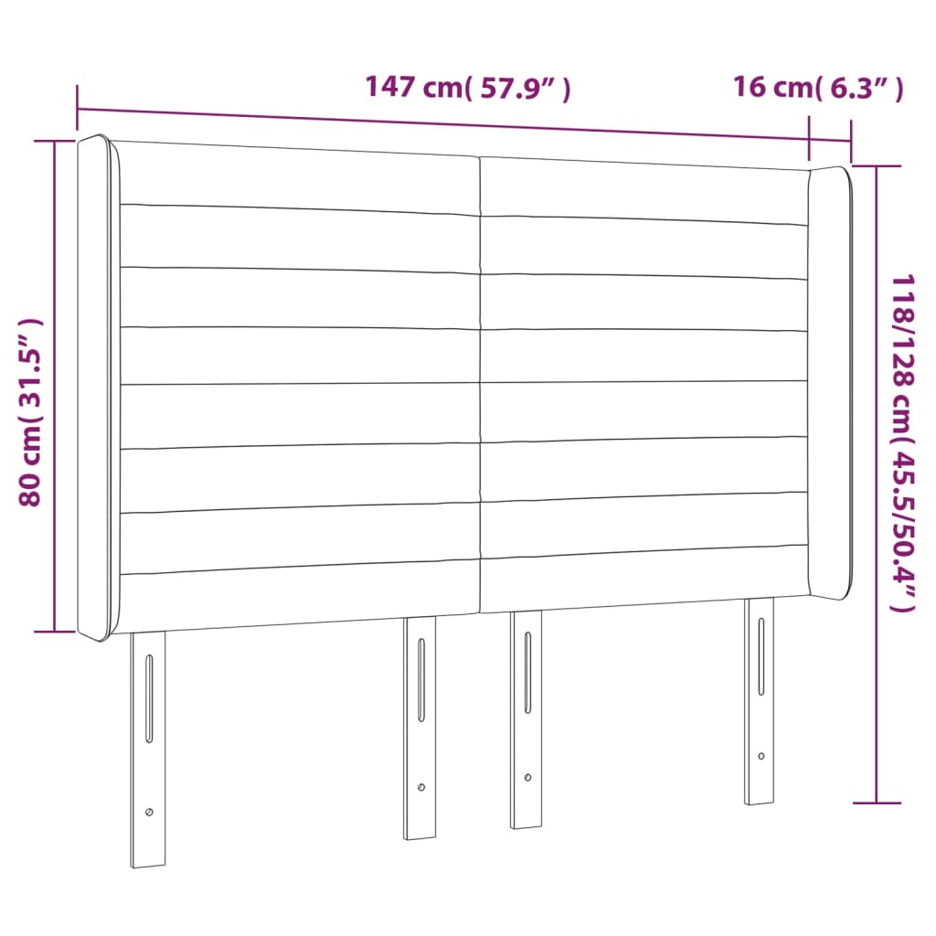 vidaXL Tăblie de pat cu LED, albastru închis, 147x16x118/128cm catifea